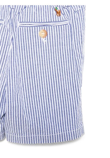 Bermuda In Cotone a Righe Blu Con Pony RALPH LAUREN KIDS | 320-901548001